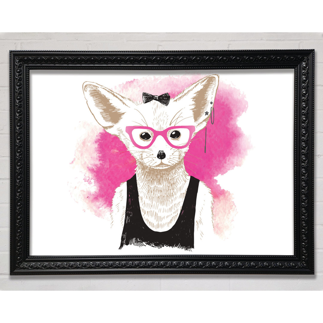 Arctic Fox Bow Pink Glasses - Einzelner Bilderrahmen Kunstdrucke