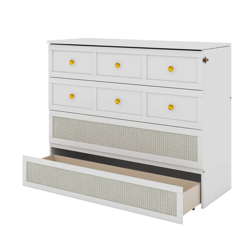 Lit escamotable double avec tiroirs, Blanc