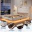 Grand cadre de lit grand avec lumières DEL, cadre de lit flottant moderne avec rangement, tête de lit tapissier en velours avec oreilles pour appartement, blanc-358401702-358401703