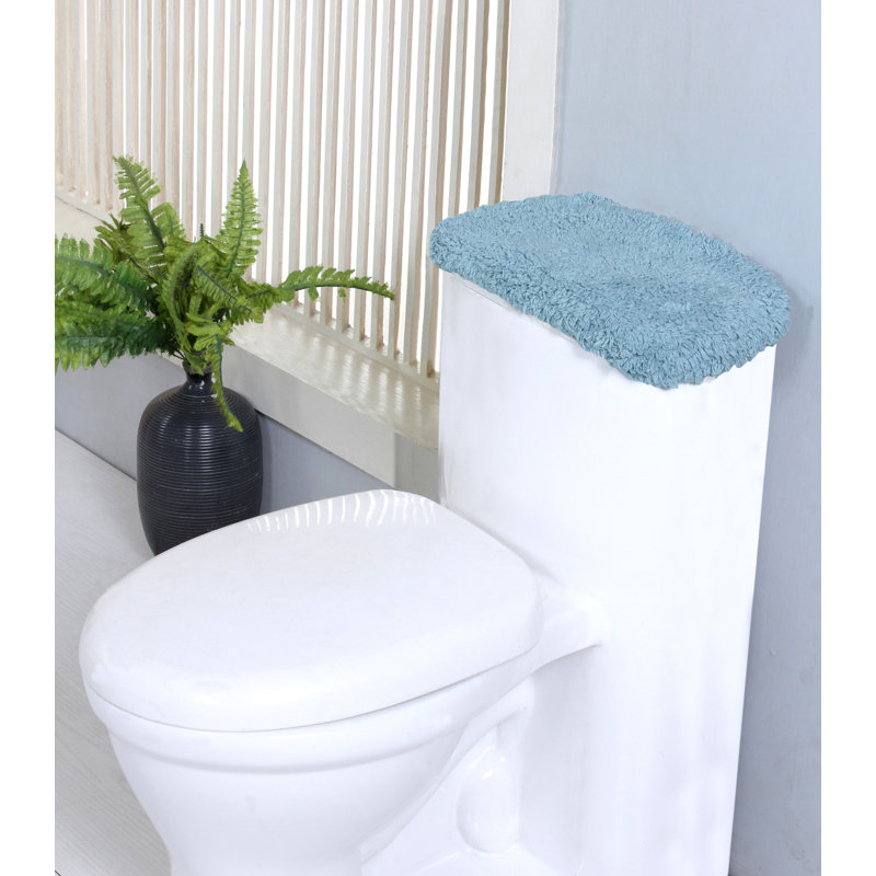 Tapis de bain 100% coton touffeté, housse de réservoir très douce et lavable à la machine 10 x 22 po, Bleu