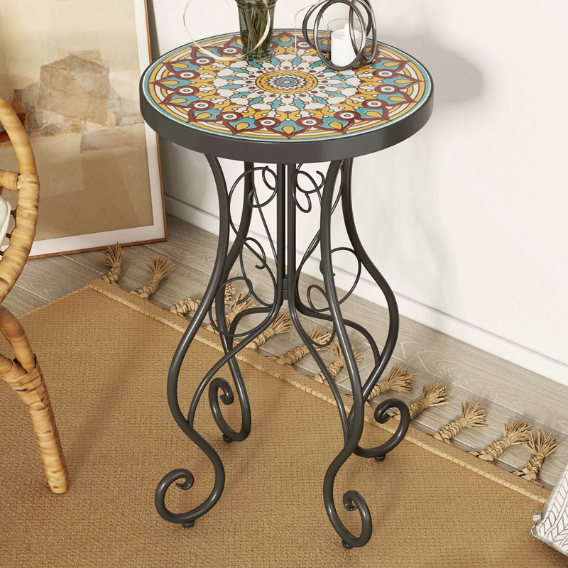 Table d'appoint ronde en céramique pour l'extérieur