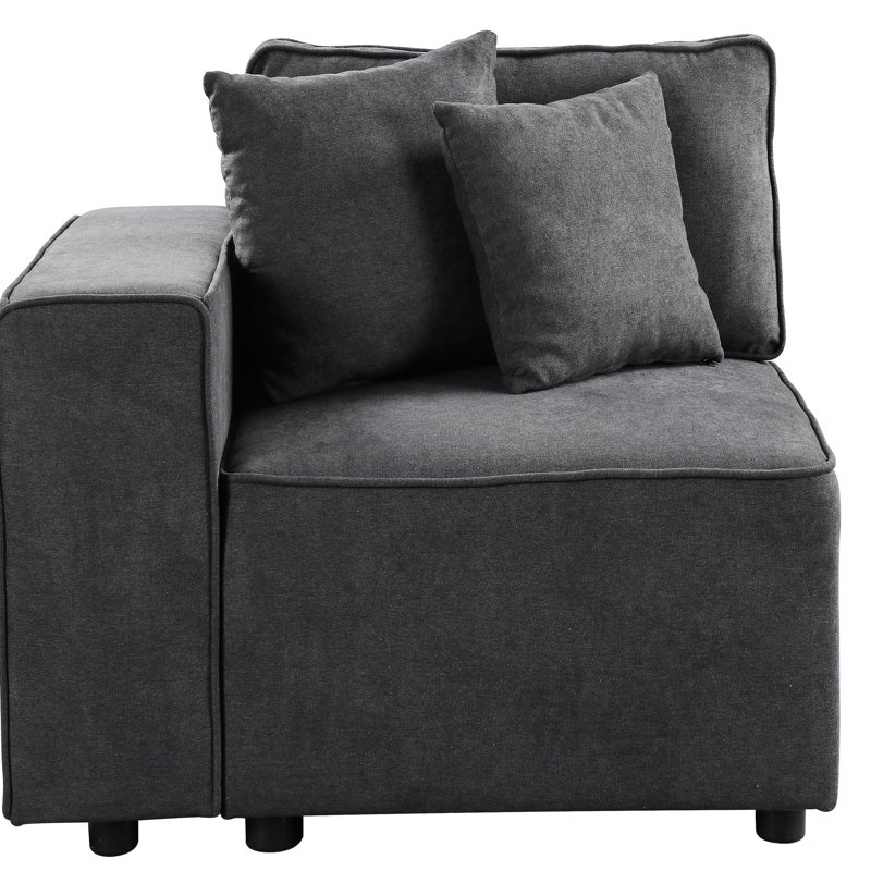 Fauteuil d'appoint gris moderne avec dossier moelleux et siège confortable