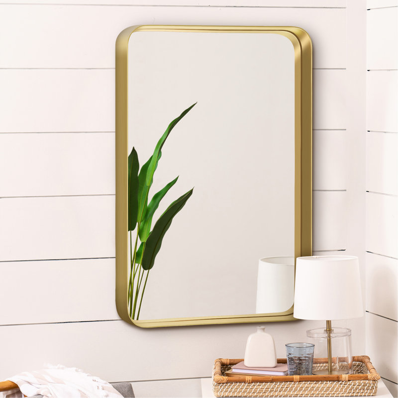 Aubriona Metal Wall Mirror, Gold, 28" x 24"