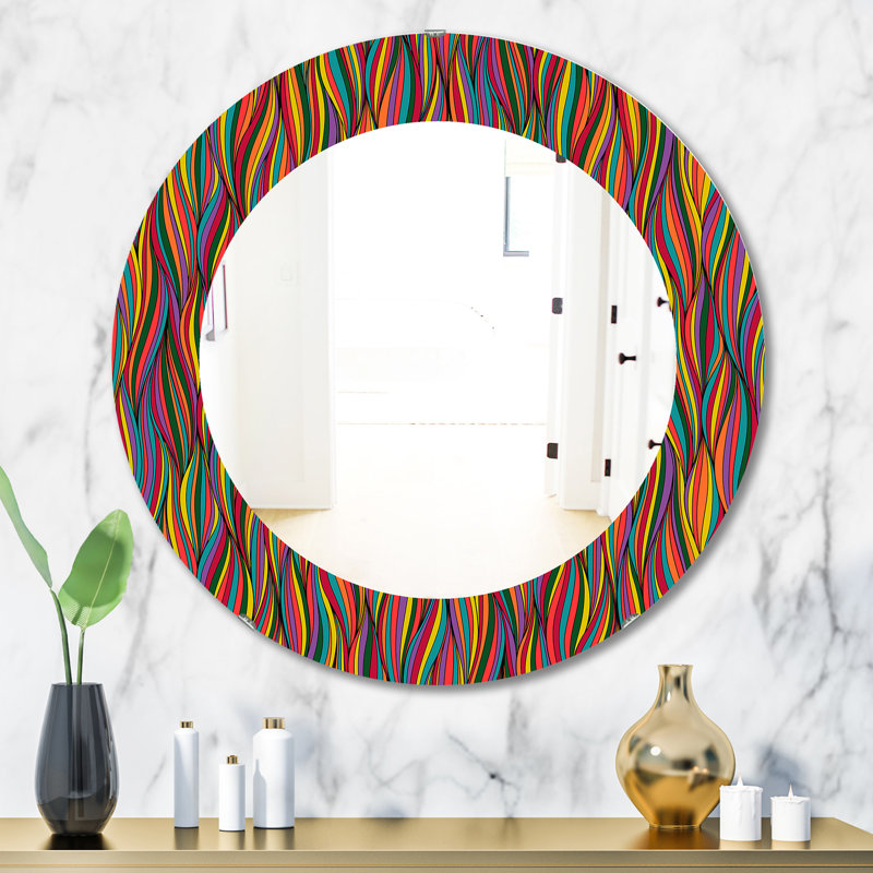 Magnifique miroir mural bohémien et éclectique, H 31,5 po x l po