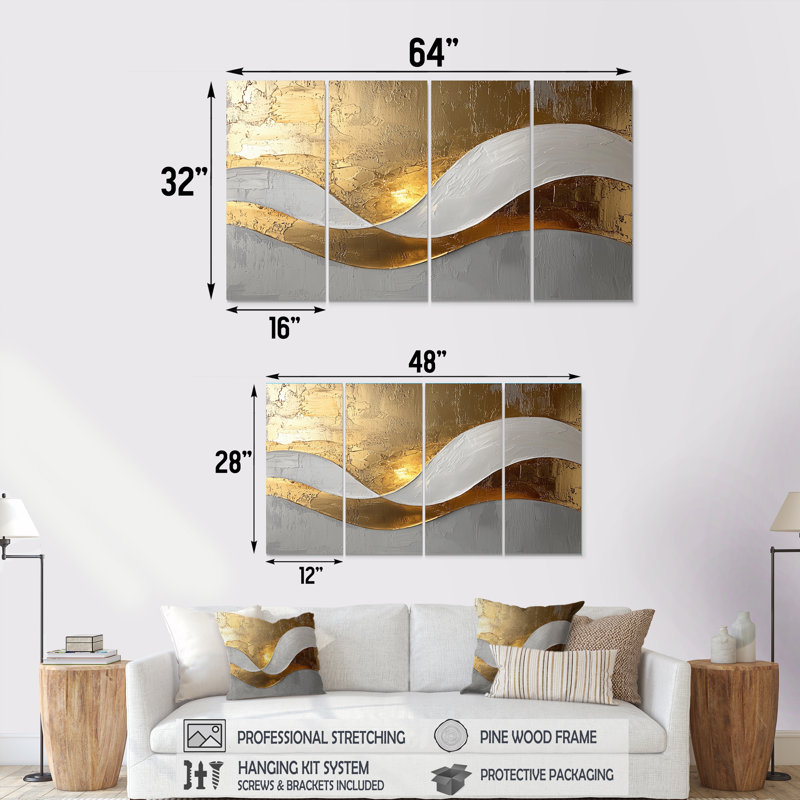 Elsmoriet I - décoration murale vagues - art mural moderne, H 28 po x l 48 po, 4
