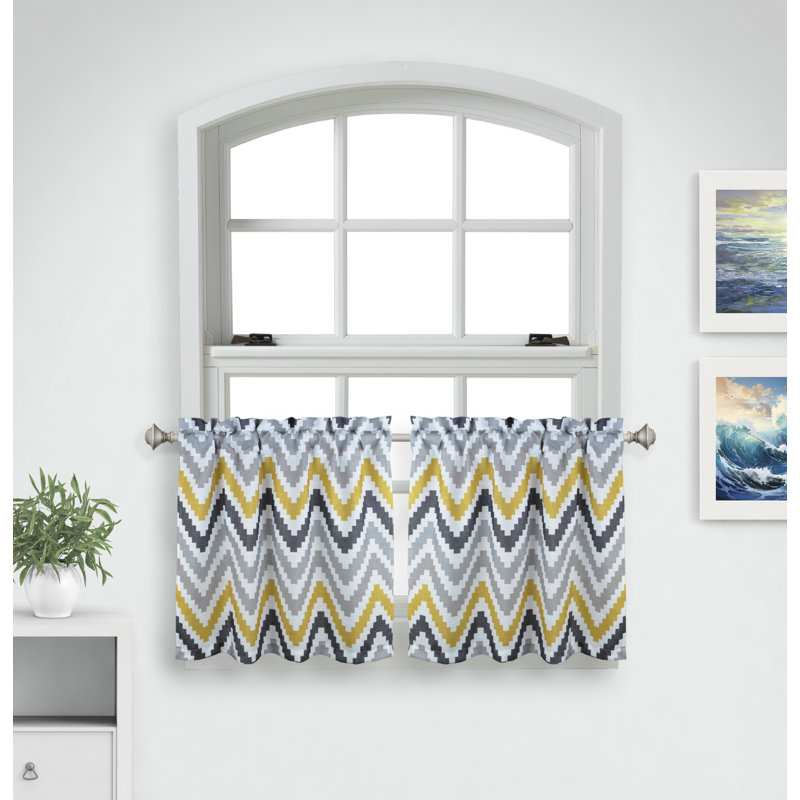 Kert Chevron Tailored Cafe Curtain, 24" W x 56" L