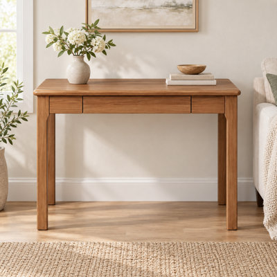 Compact Solid Wood Writing Desk with Drawer Storage for Small Spaces
