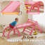 Ensemble triangulaire 7-en-1 en bois avec arche, rampe et échelle, rose-119713675
