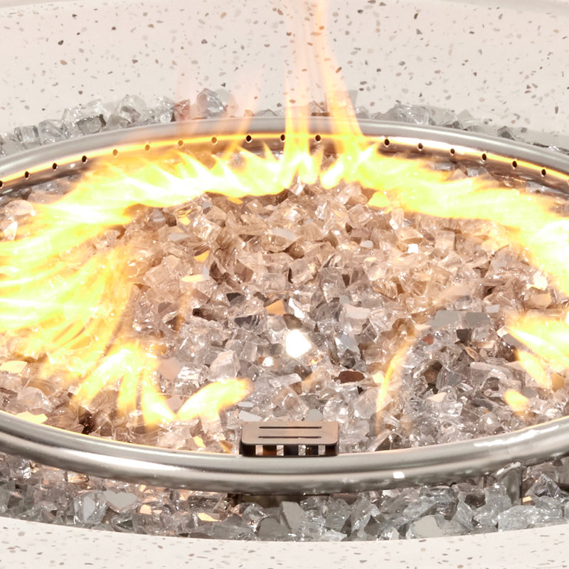 Table de foyer d'extérieur au propane en béton pour l'extérieur, Gris / verre de feu gris