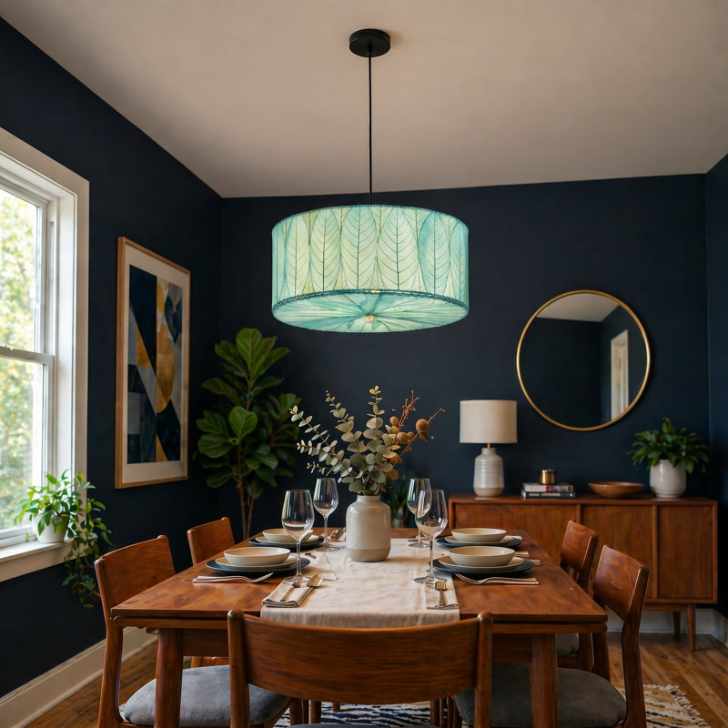Quintan 3 - Light Drum Chandelier, 10"H  x 24" W, Sea Blue