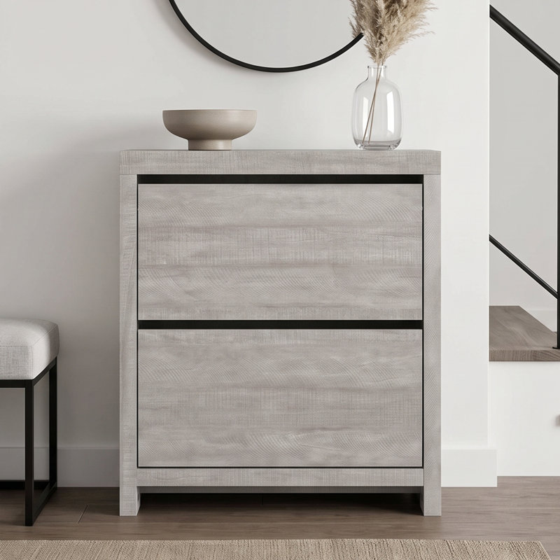 Cubbot Ellani 2 Flip Door Down Shoe Storage, Dusty Grey Oak