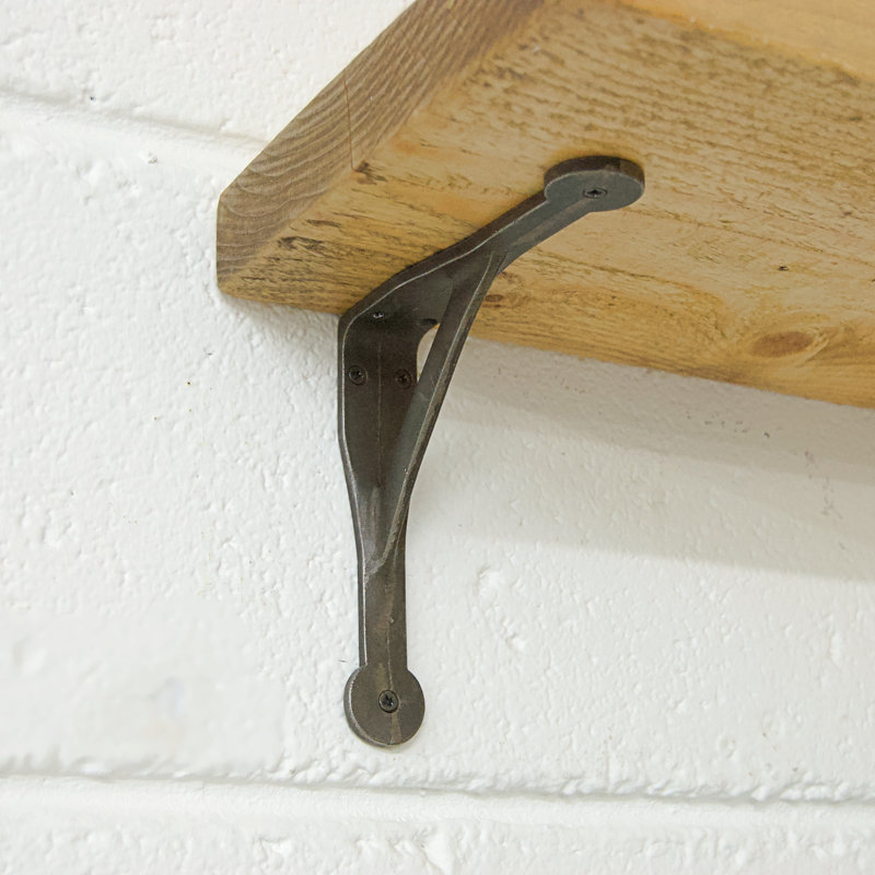 QuirkHub Antique Cast Iron Shelf Bracket, 60cm H x 3cm W x 60cm D