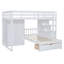 Lit superposé double au-dessus de simple avec garde-robe, tiroirs, blanc