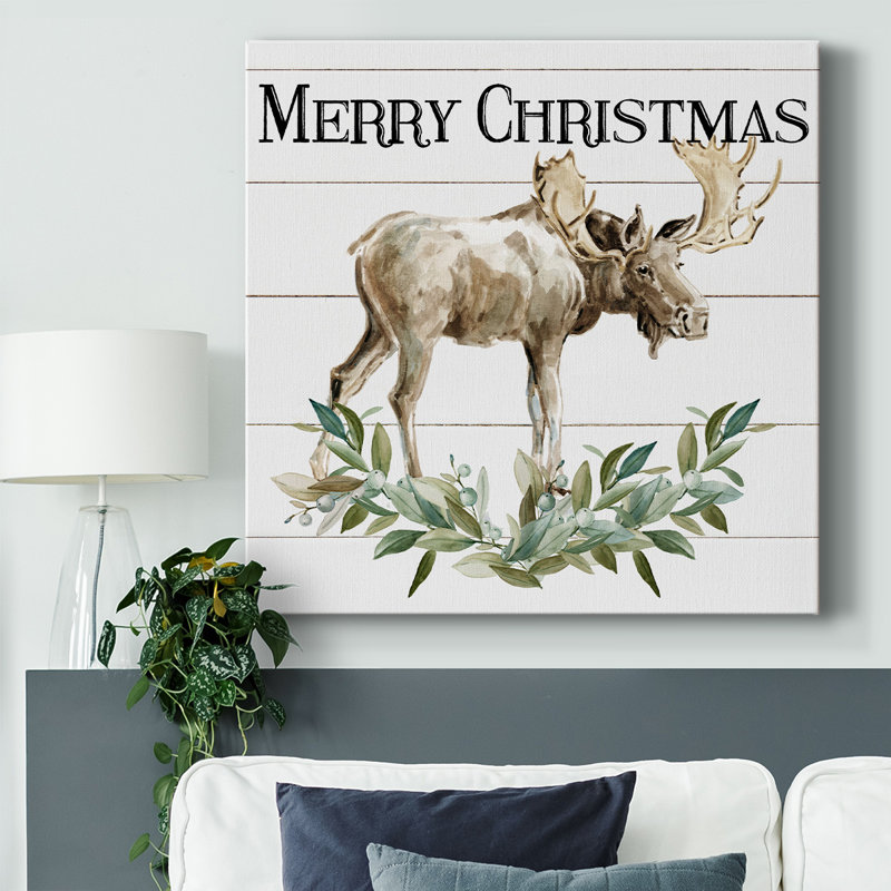 «Merry Christmas Moose», impression sur toile tendue, H 32 po x l 32 po x P 1,5 po