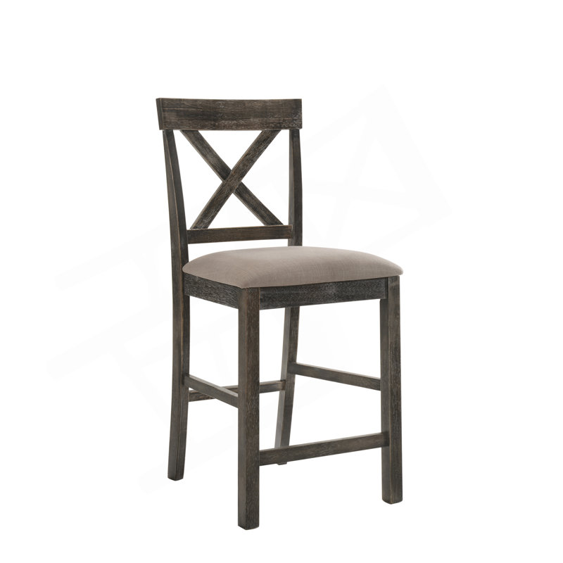Ensemble de chaises à hauteur de comptoir Martha II en lin brun clair et gris vieilli (ensemble de 2)
