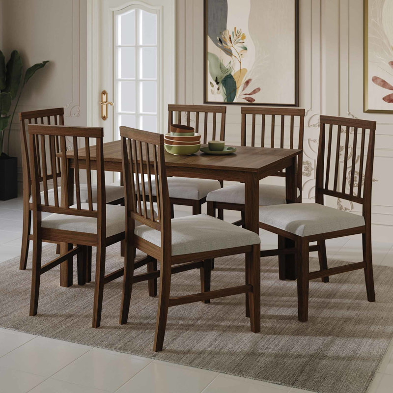 Ensemble de salle à manger Nivens, 7 pièces : table, 6 chaises, Brun