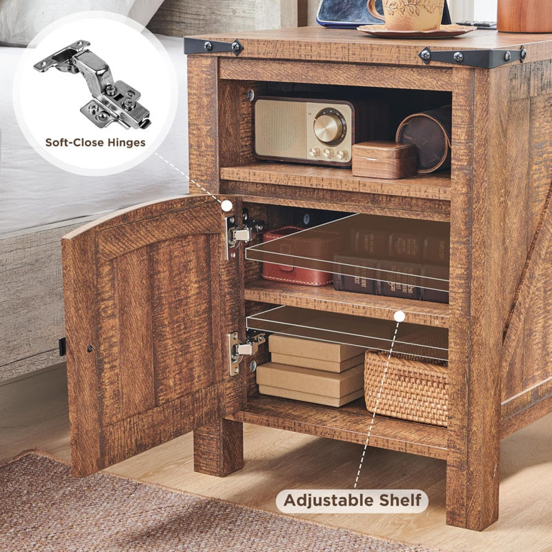 Table de chevet rustique avec station de charge