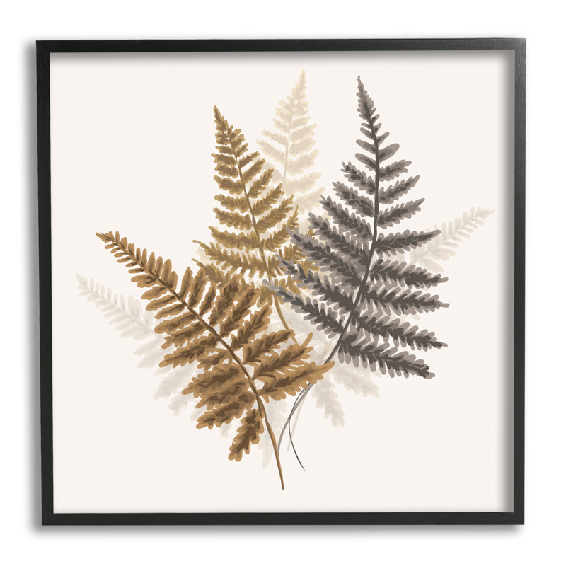 Feuilles botaniques superposées de fougères, Giclée encadrée noir minuit, H 24 po x l 24 po x P 1,5 po