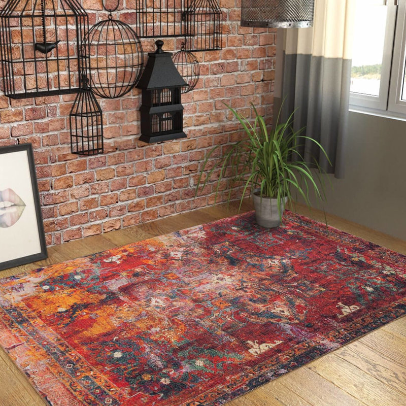Tapis lavable en machine Premium, 4,6 x 6,2 pieds, 100% polyester, 1850 g / m² | Hauteur des poils: 0,2 po | Poly-coton écologique recyclé | Parfait pour le salon, la chambre à coucher et les endroits très passants