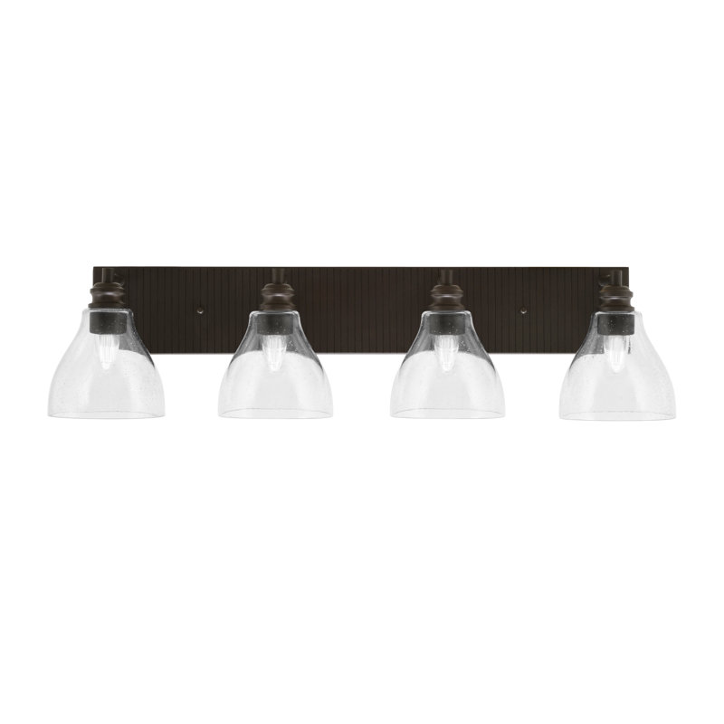 Barre d'éclairage de salle de bain 4 lumières Edge avec verre à bulles transparent 6,25 po, Espresso