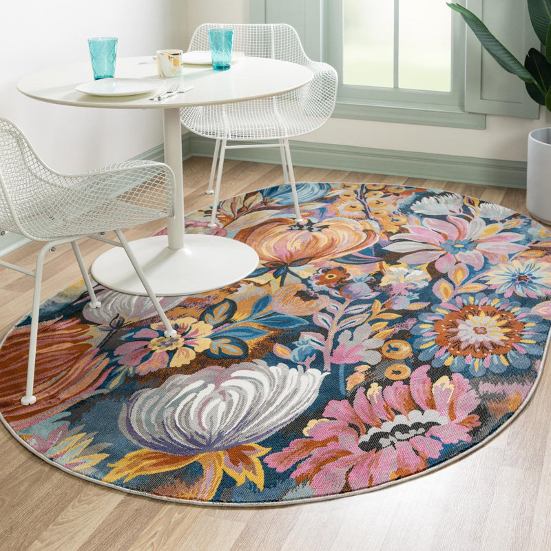 Clydine Floral Indoor Rug, Oval 4' x 6'