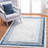 Blue / Ivory / Bordered Doormat Rug-1892944498