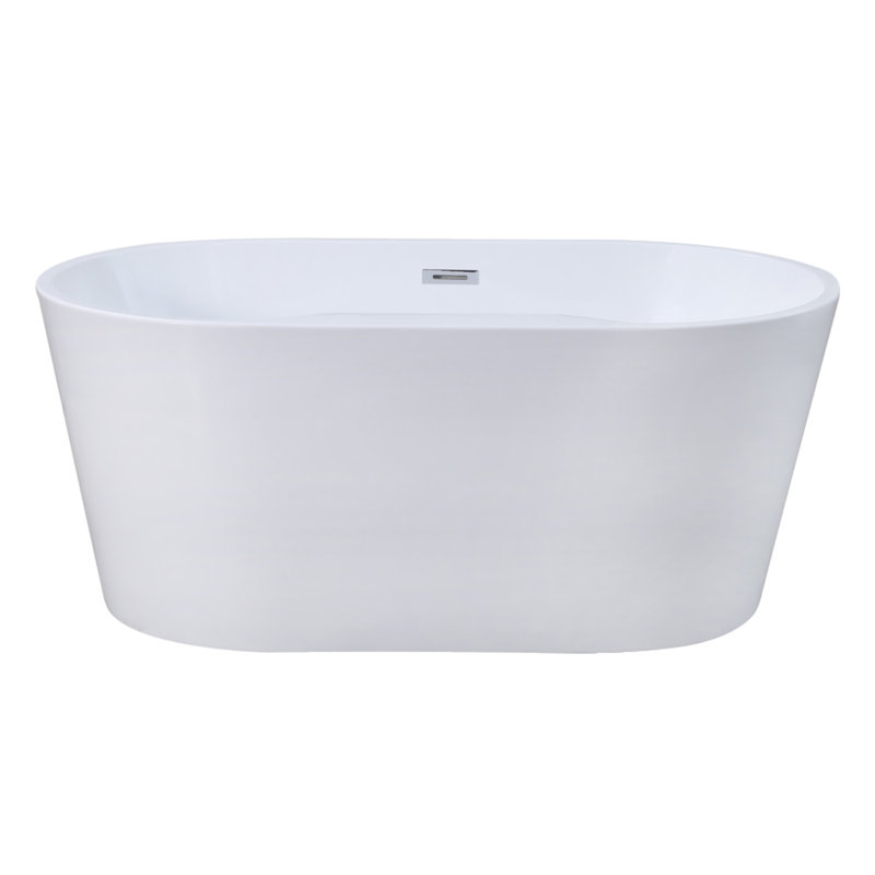 Aqua Eden 56-Inch Glossy White Acrylic Freestanding Tub with Drain