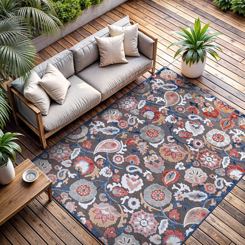 Tapis floral intérieur / extérieur, Rectangle 6 pi x 9 pi