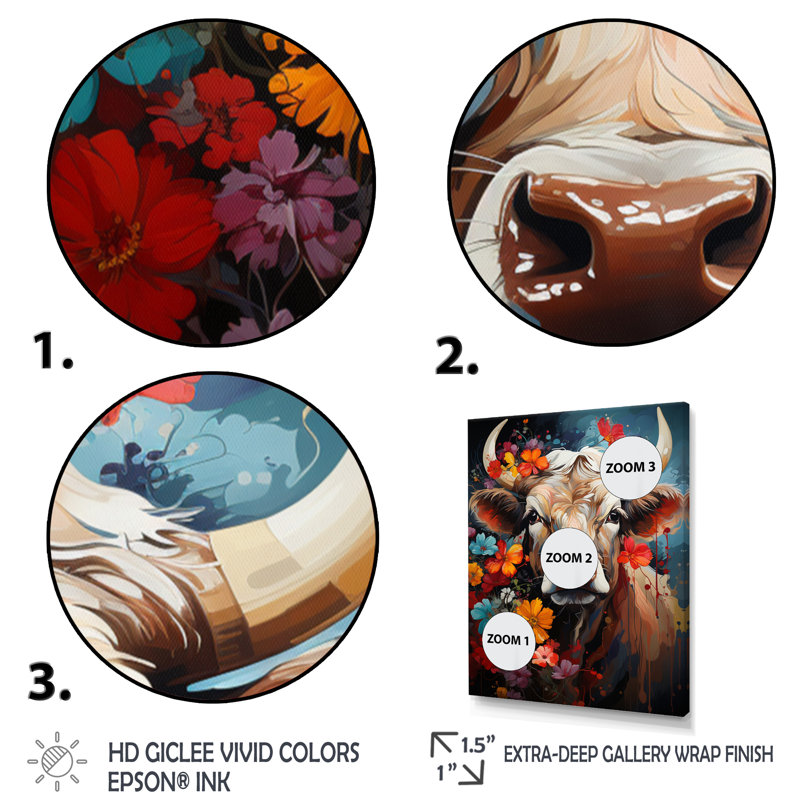 «Esterel Cow Natures Tapisserie I», reproduction d'art sur toile, H 32 po x l 16 po x P 1 po, Toile tendue