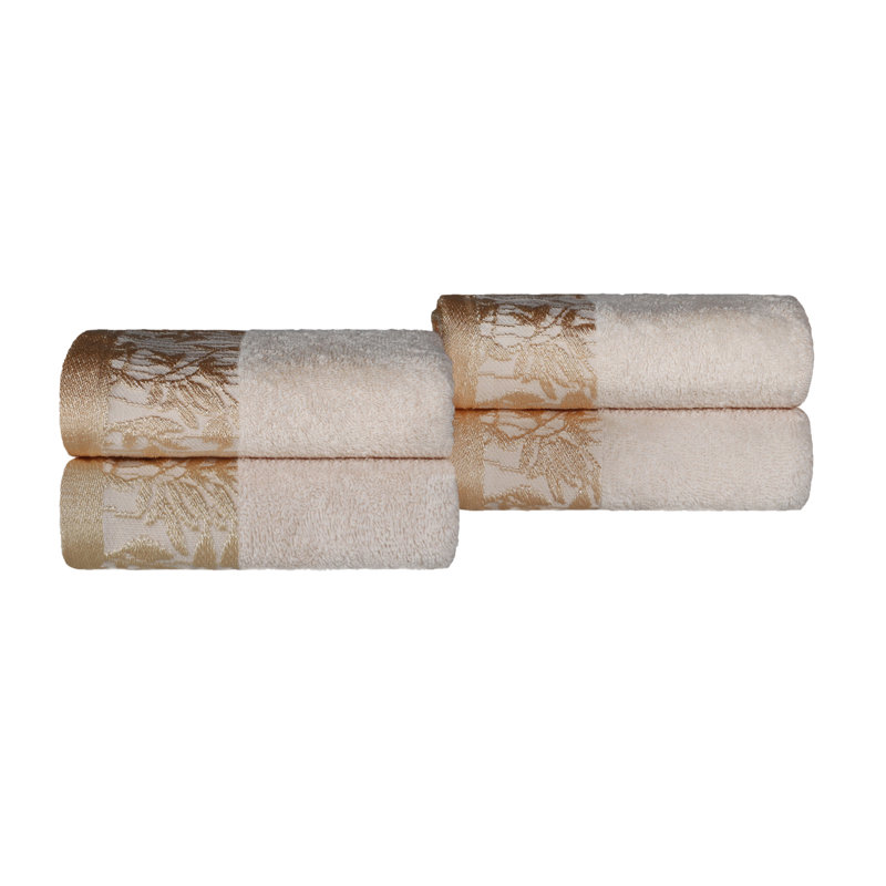 Ensemble de serviettes en coton 4 pièces, Ivoire