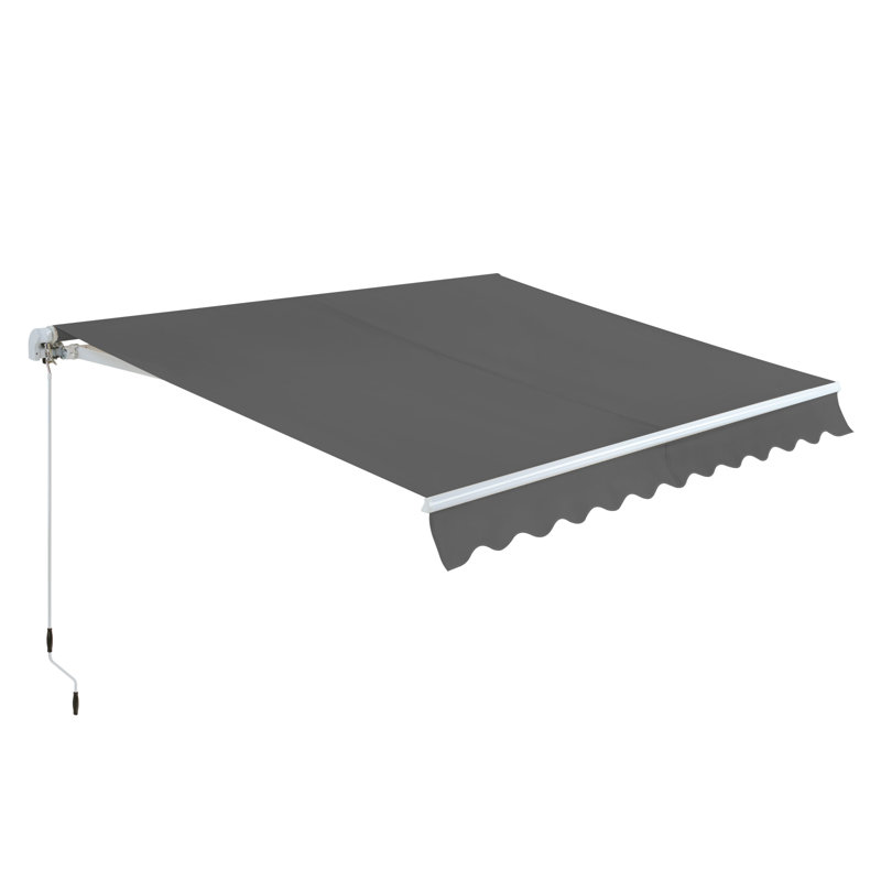 Canopee Retractable Patio Awning Sun Shade Awning with Manual Crank Handle 300g Polyes, 5.91" H x 156" W x 117.6" D, Gray