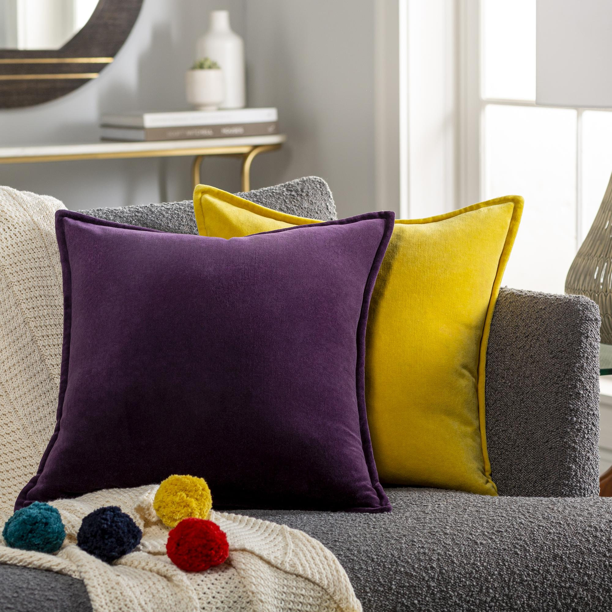 Norwin Cotton Throw Pillow, Plum, Polyester, 13"H x 19"W
