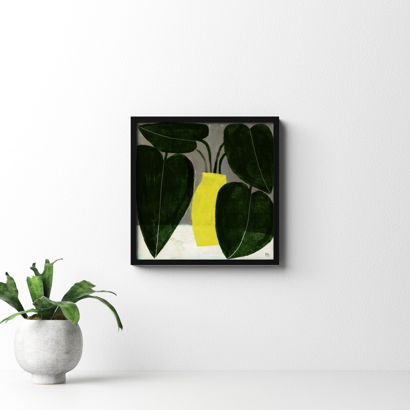Plant #7 by StudioM, Black, 16" H x 16" W x 1.25" D