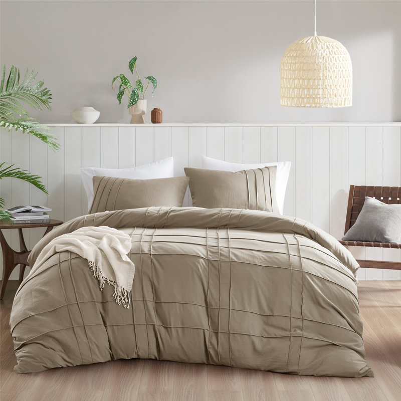 Porter Textured Duvet Cover Bedding Set, Twin/Twin XL Duvet Cover + 1 Standard Sham, Khaki