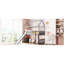Lit mezzanine simple avec glissade en gris - amusant et divertissant. Structure en bois sécuritaire pour. Aire de jeu fantaisiste-1799294415