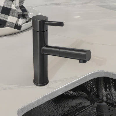 Whitehaus Stainless Steel Single Lever Kitchen Faucet with Pull-Out Head & Stream Mode