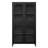 Metal Cabinet With 4 Glass Doors And Pane Finish For Bedroom Black Display Office - Living Room
