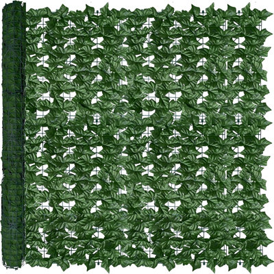 Clôture brise-vue en faux lierre, toile de fond végétale artificielle anti-UV, haie de fausses feuilles de vigne (122 cm L x 305 cm l)