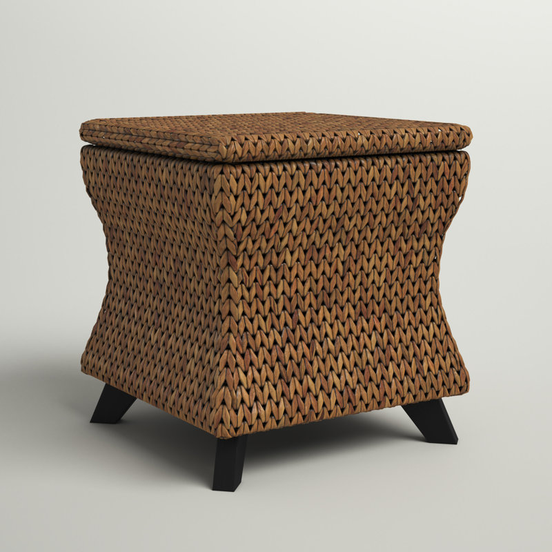 Adalynn Upholstered Ottoman, Gold Banana Leaf