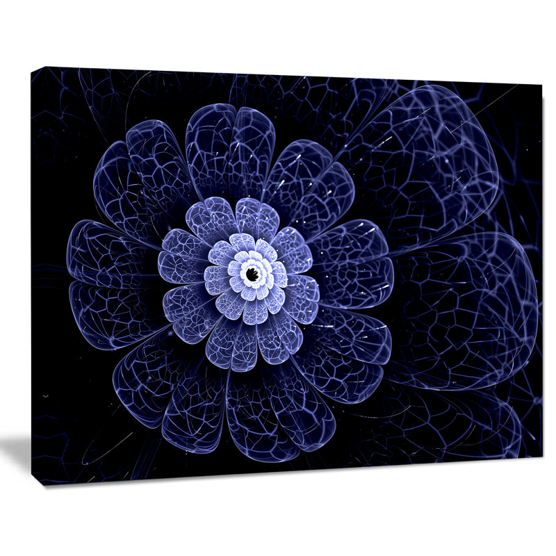 «Glittering Bright Blue Fractal Flower», reproduction d'impression sur toile tendue, H 30 po x l 40 po x P 1 po, Toile tendue