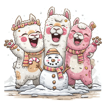 Tapis de bain Llamas avec bonhomme de neige