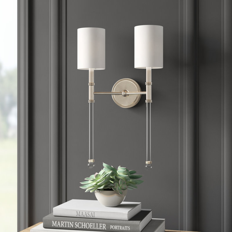 Applique murale 2 lumières Savemont House Fremont en nickel satiné, Nickel satiné