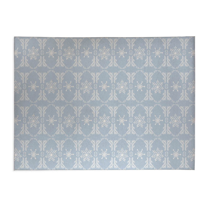 Tapis de cuisine à profil bas argenté, Rectangulaire 2 pi x 3 pi, Argent / bleu