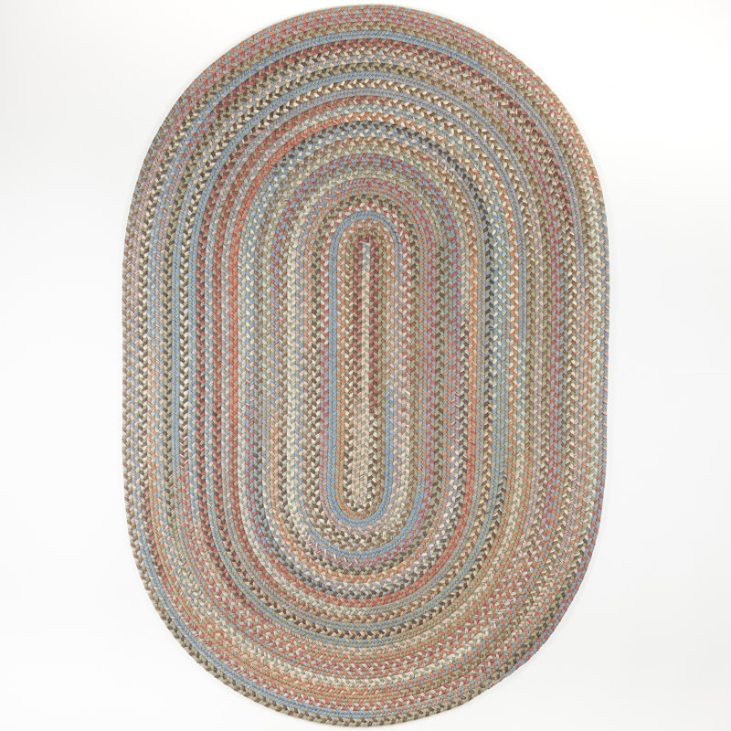 Tapis en laine tressé à la main à motif d'algues élizondo, Ovale 4 pi x 6 pi