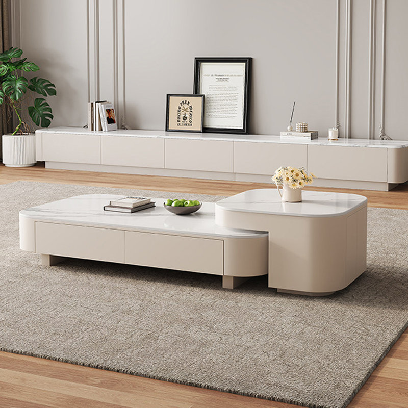 Ensemble de tables basses Modern Simplicity, Blanc, Blanc / gris clair