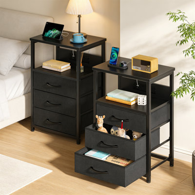 40cm W Metal Bedside Table
