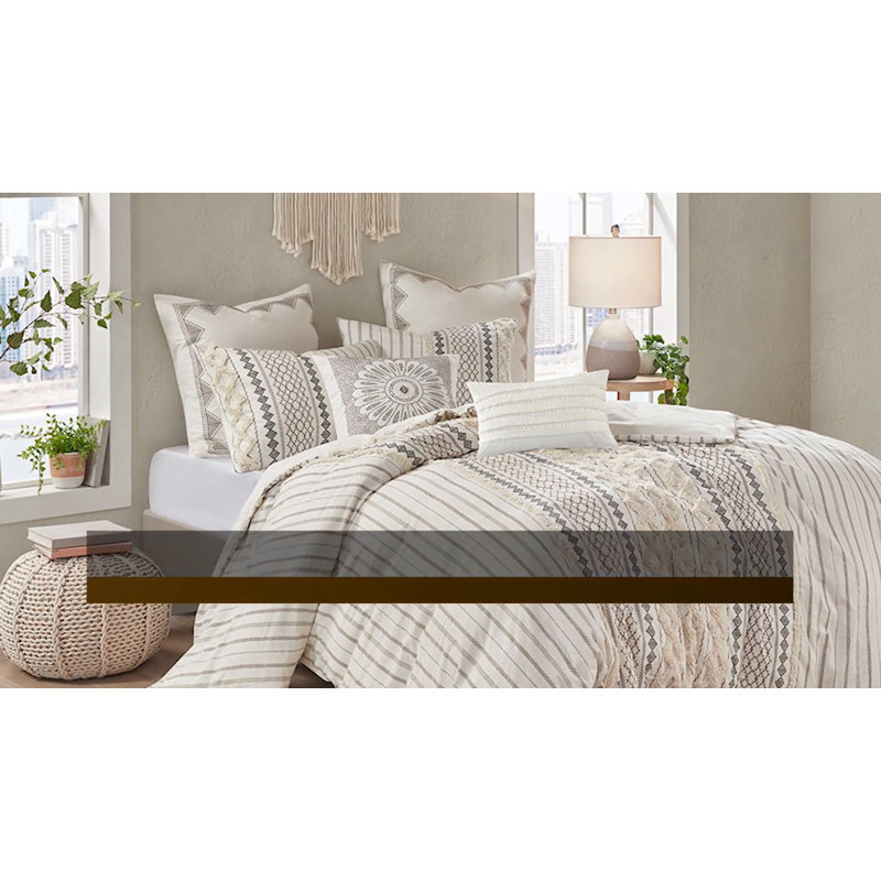 Mila Full/Queen Cotton Duvet Cover Set with Chenille Tufting