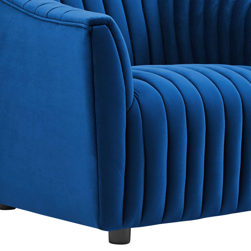 Fauteuil capitonné en velours Modway Annonce Performance, Bleu velours