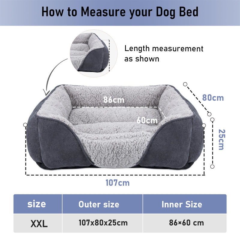 Duffield Pet Bed, 25cm H x 107cm W x 80cm D