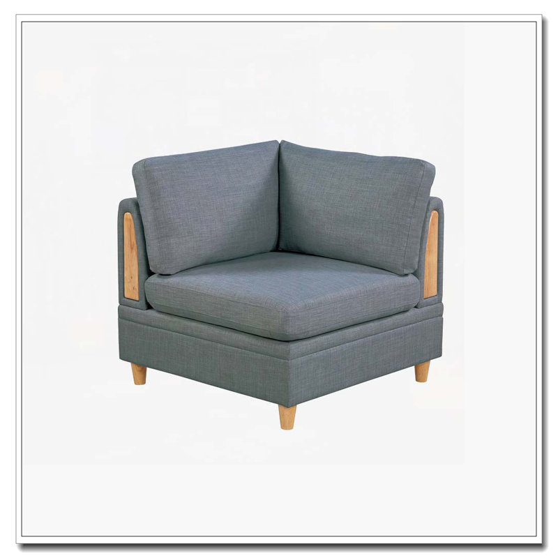 Meuble de salon en coin avec coin en acier et tissu Dorris, Mélange de gris